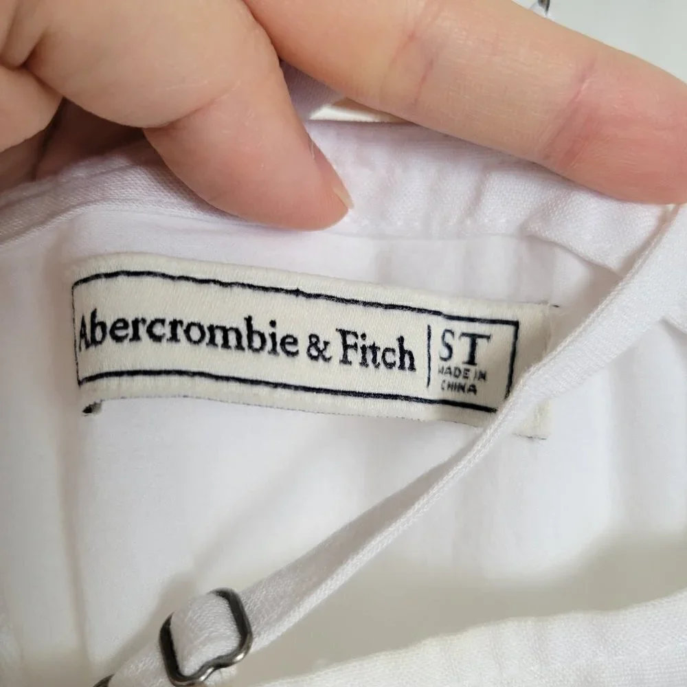 Abercrombie & Fitch Linen White Tank Button Side Midi Dress Size Small Tall